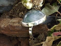 ref. 32: Grote zilveren ring met een prachtige mosagaat. Omdat een slijpmaatje deze steen voor mij heeft geslepen doe ik deze ring niet van de hand maar draag ik de ring zelf.